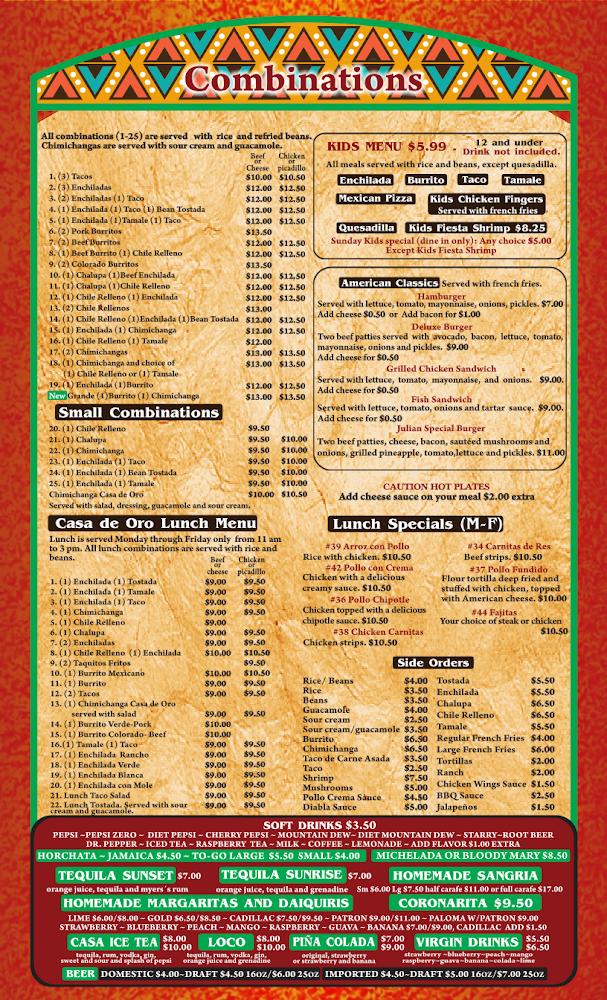 Casa De Oro Menu image 3